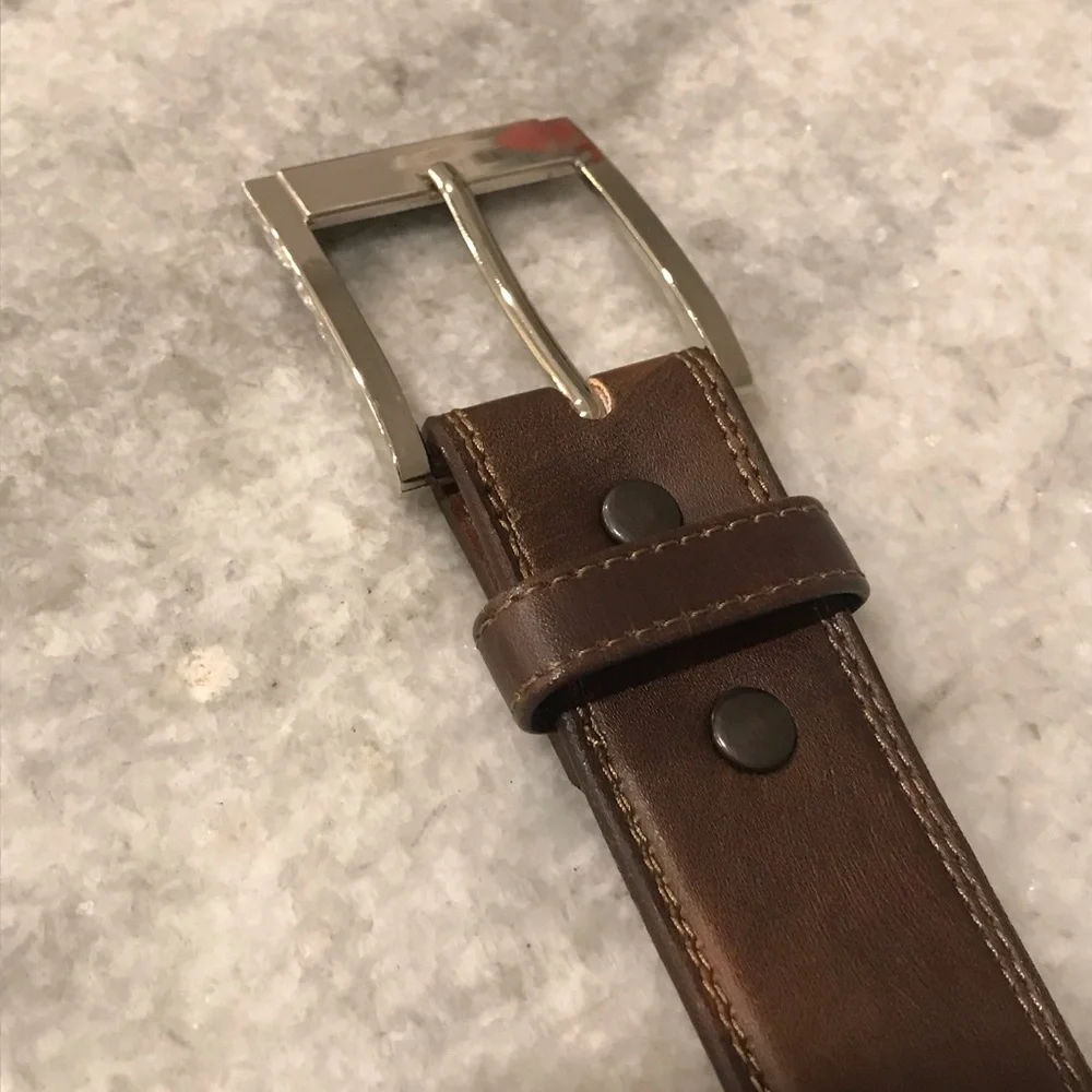 Du Cuir Belt Mens 38 Brown Leather Classic Business Formal Professional Festival